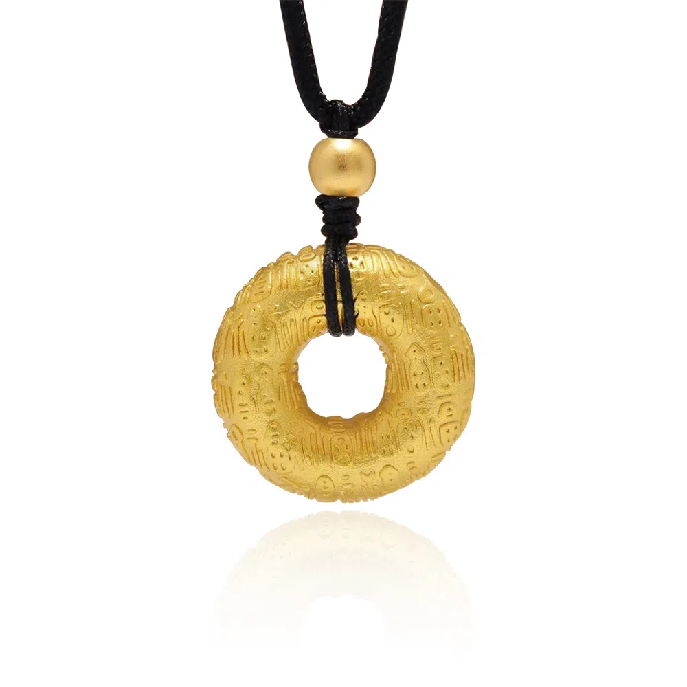 谧月珠宝 招财纳福 国潮新中式轻奢精致创意设计高级感 百福同心圆平安扣出勤必备 合金 吊坠 男女同款情侣款