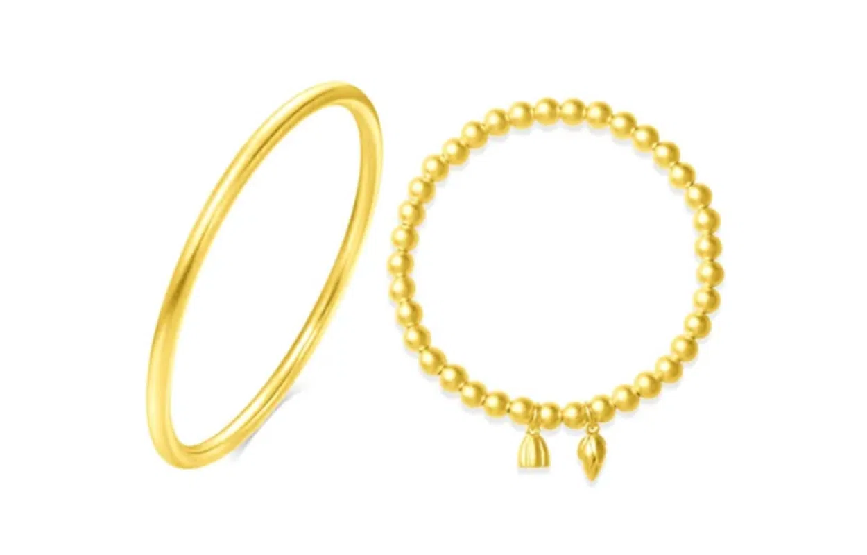 尚银福 两世欢莲蓬素圈系列 新中式精致轻奢小众设计气质复古转运 合金 手镯 女款