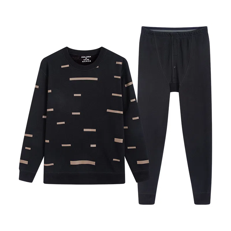 贴身领域 加绒加厚可外穿青少年长袖长裤保暖套装 男款