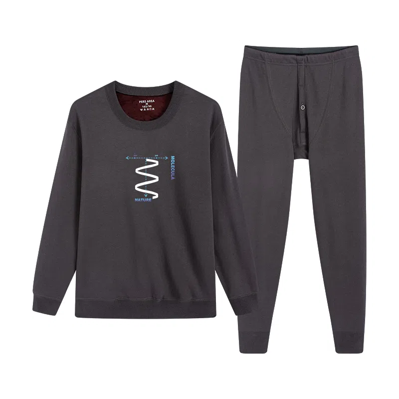 贴身领域 加绒加厚可外穿青少年长袖长裤保暖套装 男款