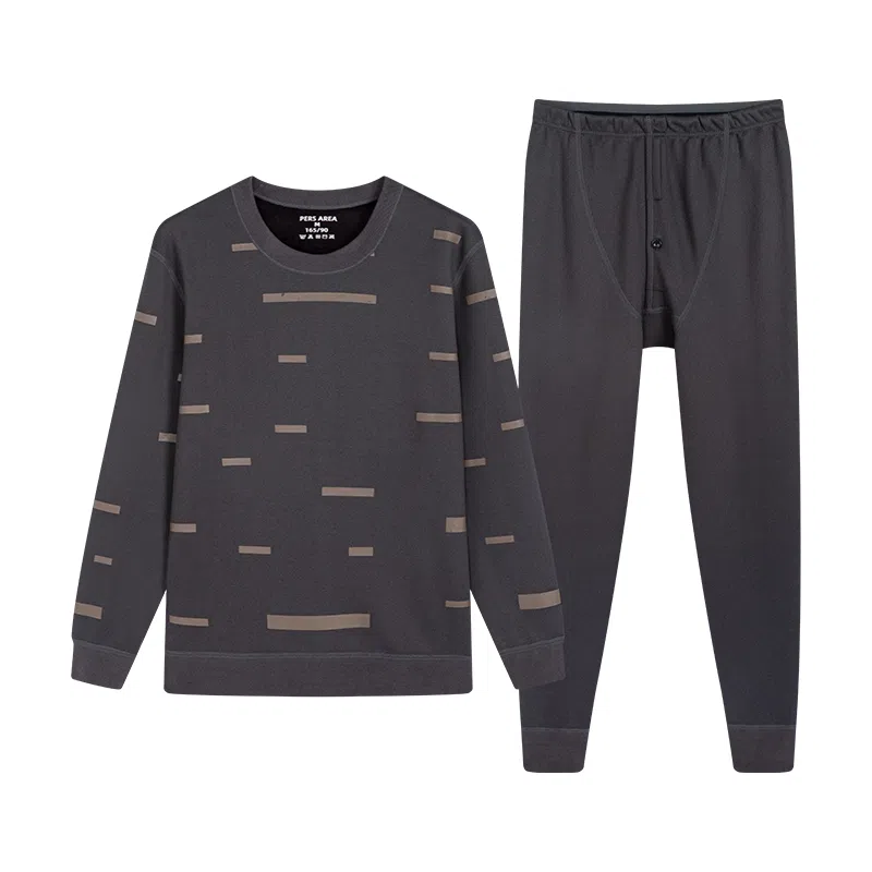 贴身领域 加绒加厚可外穿青少年长袖长裤保暖套装 男款