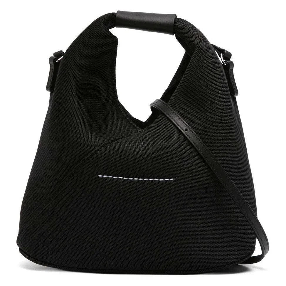 MM6 Maison Margiela Signature Stitch Leather Bag Black