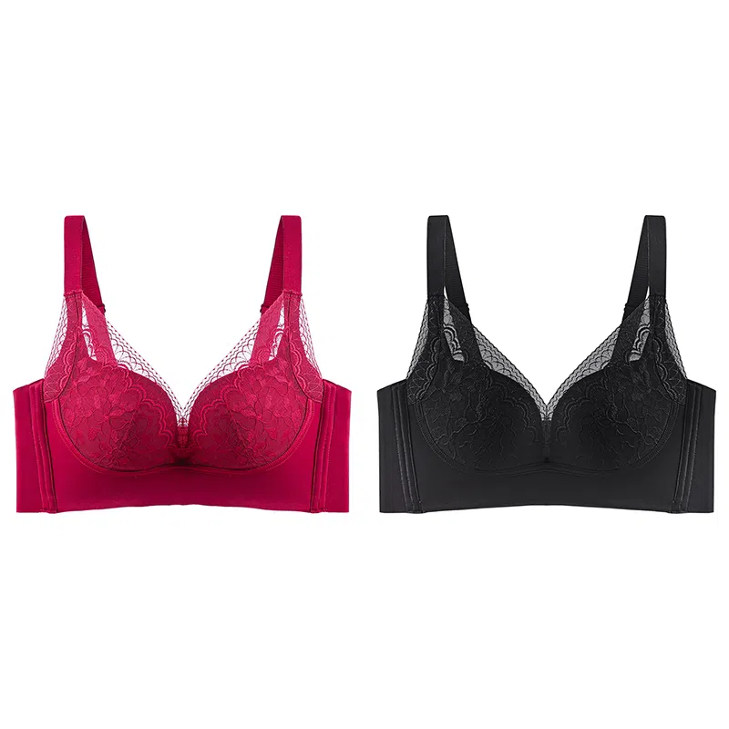 浪莎 舒适无痕无钢圈柔软亲肤轻薄透气收副乳防下垂聚拢文胸 女款 组合装