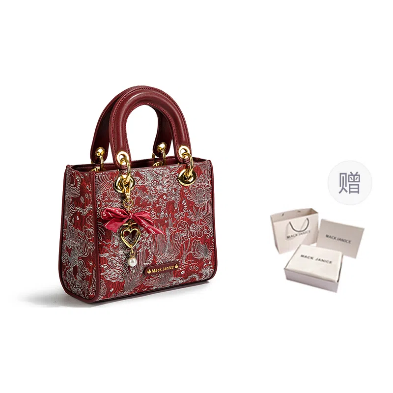 MACKJANICE Embroidered Red Handbag