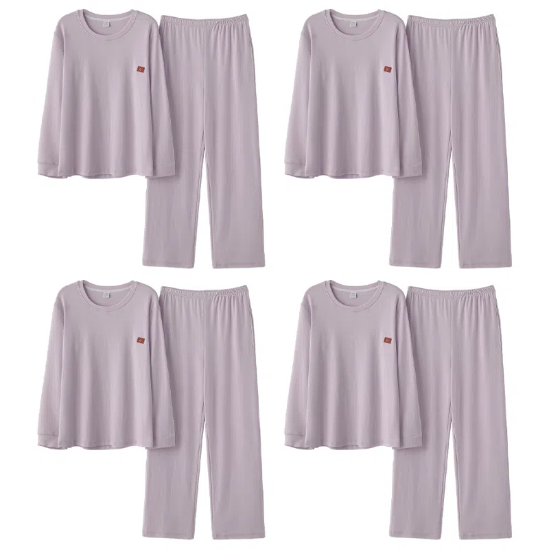 莫代尔 家居服纯色简约休闲长袖长裤可外穿睡衣套装 女款 图片色