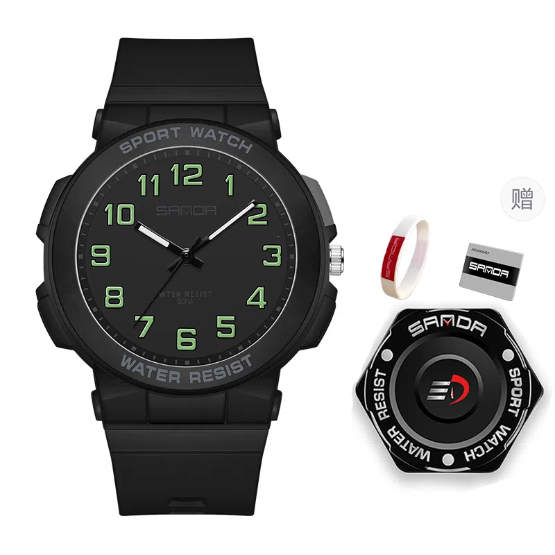 三达石英机芯户外简约男女学生同款夜光防水手表国表男女同款白色表盘