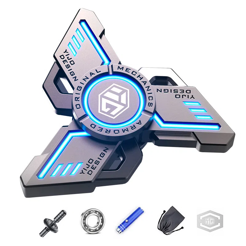 一点潮玩 发光指尖陀螺 夜光手指无限全金属 多功能 减压耍酷 玩具