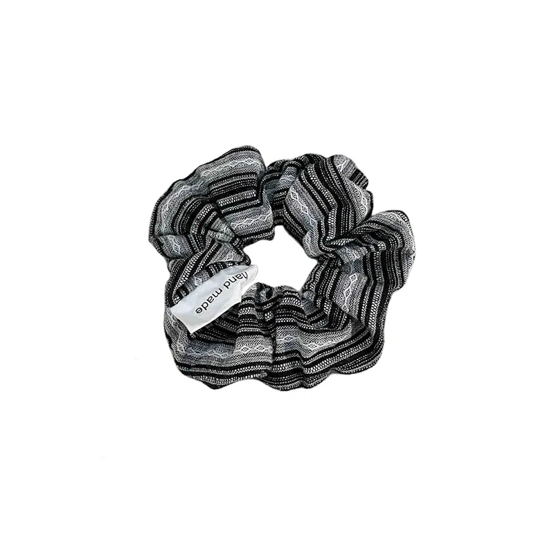 水中玉 韩系条纹大肠发圈高级感扎头发皮筋慵懒风发绳头饰 布艺 头绳 女款