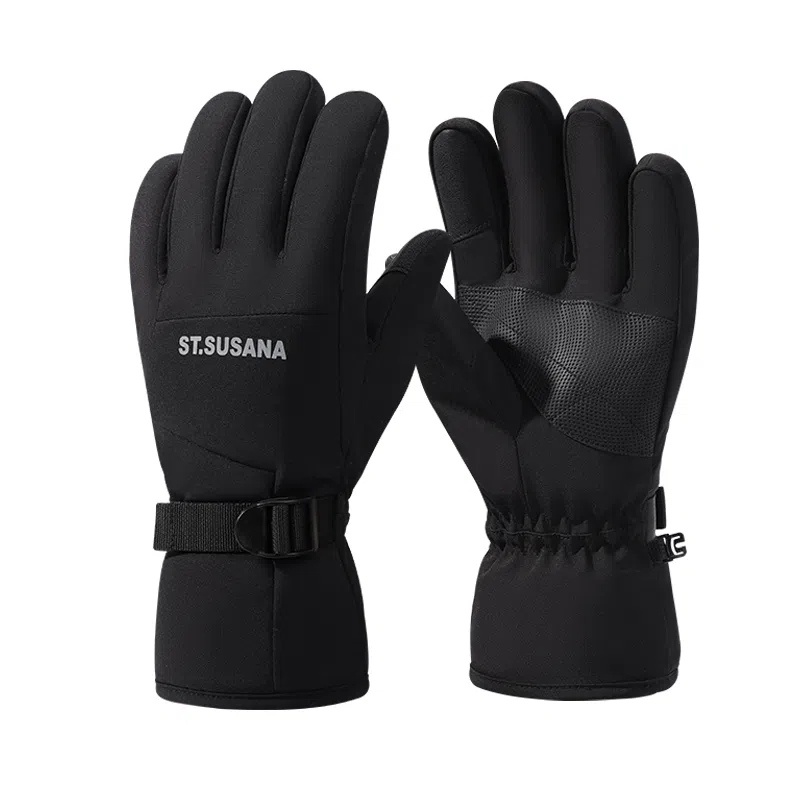 俞兆林 冬季女士滑雪玩雪防寒加绒加厚骑行保暖可触屏冬天雪山防泼水 聚酯纤维 手套 男女同款情侣款