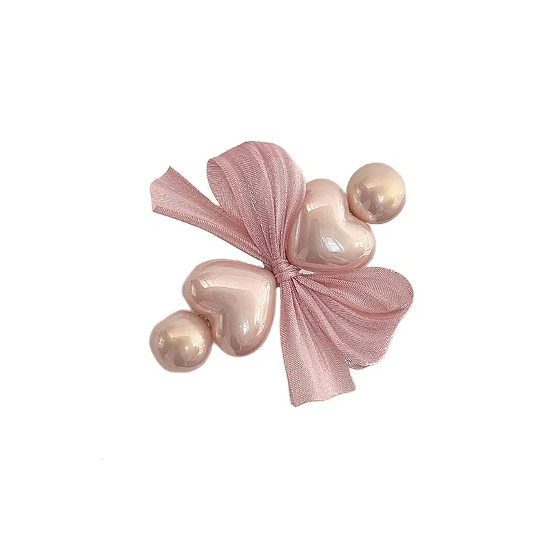 贯古今 优雅高级感 爱心蝴蝶结鸭嘴夹 碎发刘海夹少女侧边夹发饰 合金 发夹 女款