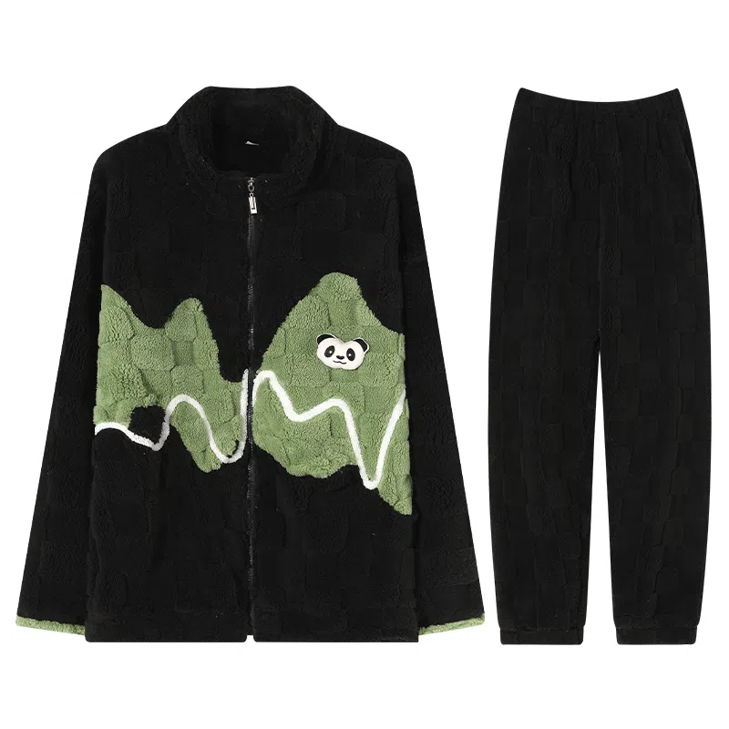 兰缪 新婚喜庆珊瑚绒加绒加厚本命年保暖长袖长裤睡衣套装 男款 红色