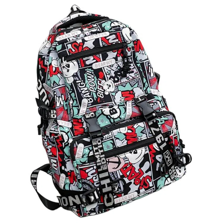 醇龙  尼龙男女通用多色涂鸦双肩包休闲百搭