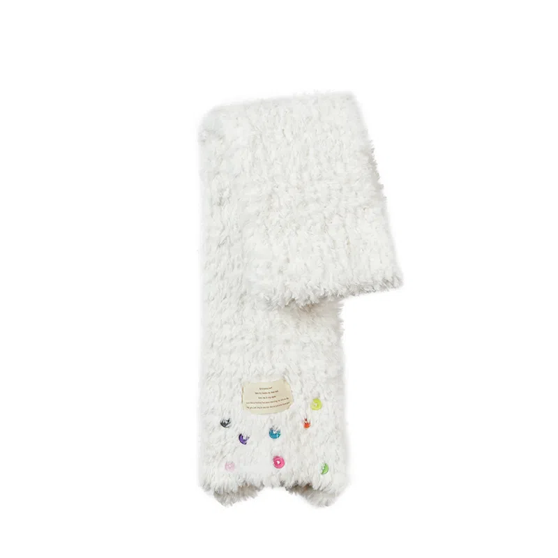 纳兰杜 毛绒可爱加厚保暖防风防寒百搭款高级感学生时尚 织物 绒线围巾 女款 白色