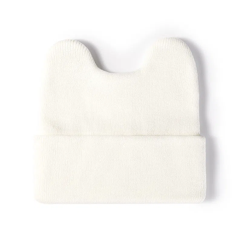 啄木鸟 秋冬可爱兔耳朵单色户外保暖学生无檐小便帽 腈纶 绒线帽 女款