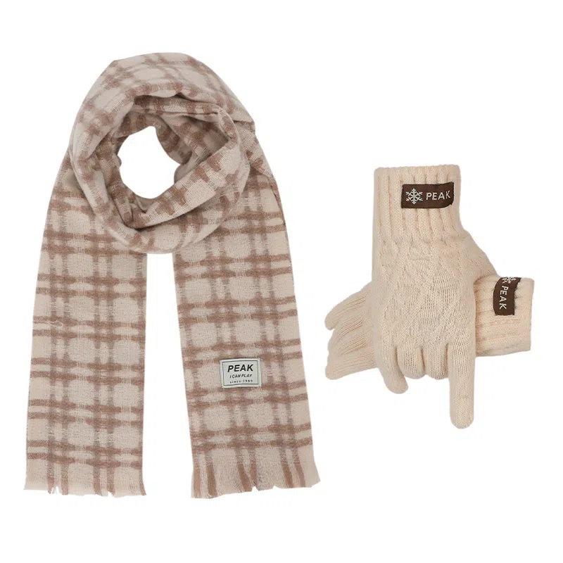 匹克 秋冬英伦风经典美拉德色系 绒线围巾 男女同款情侣款