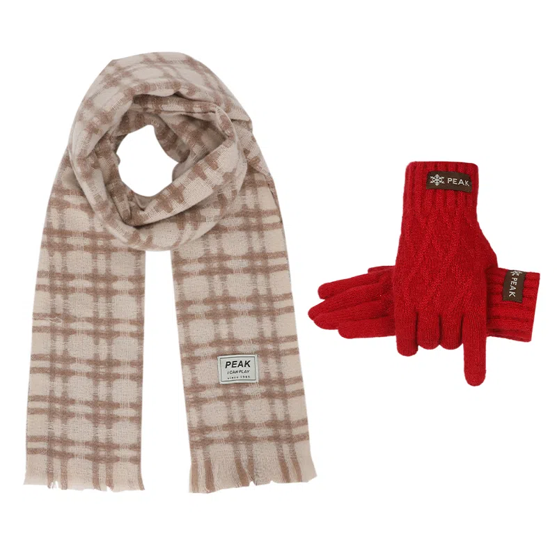 匹克 秋冬英伦风经典美拉德色系 绒线围巾 男女同款情侣款