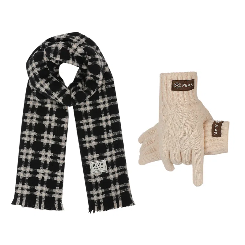 匹克 秋冬英伦风经典美拉德色系 绒线围巾 男女同款情侣款