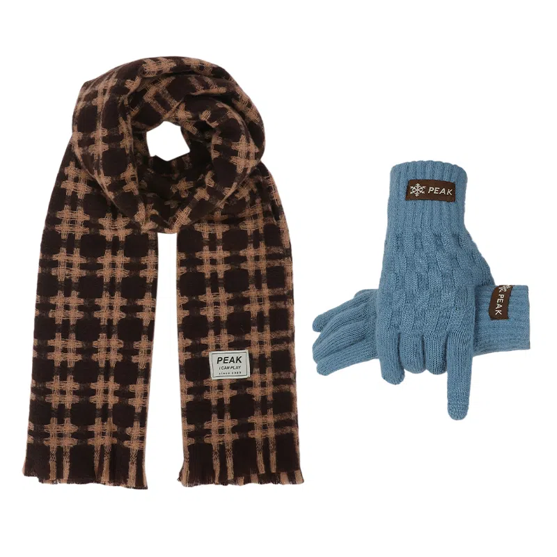 匹克 秋冬英伦风经典美拉德色系 绒线围巾 男女同款情侣款