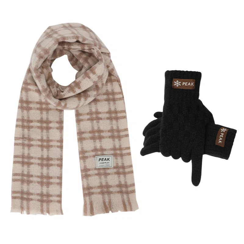 匹克 秋冬英伦风经典美拉德色系 绒线围巾 男女同款情侣款