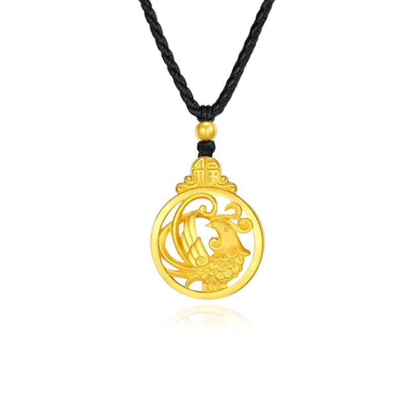 谧月珠宝 龙凤呈祥 新中式国潮国风古法传承本命年创意设计 久不掉色转运珠复古时尚日常百搭饰品 合金 吊坠 男女同款情侣款