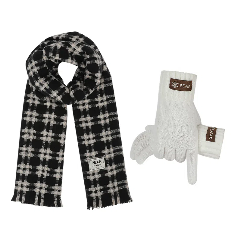 匹克 秋冬英伦风经典美拉德色系 绒线围巾 男女同款情侣款