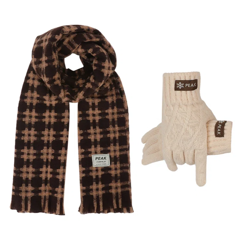 匹克 秋冬英伦风经典美拉德色系 绒线围巾 男女同款情侣款