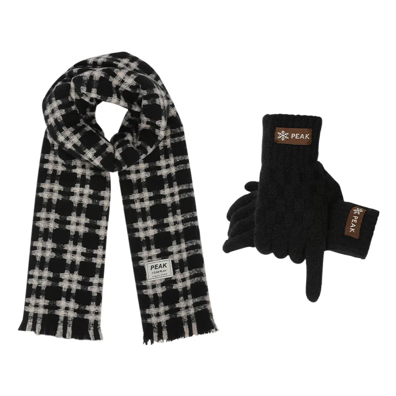 匹克 秋冬英伦风经典美拉德色系 绒线围巾 男女同款情侣款