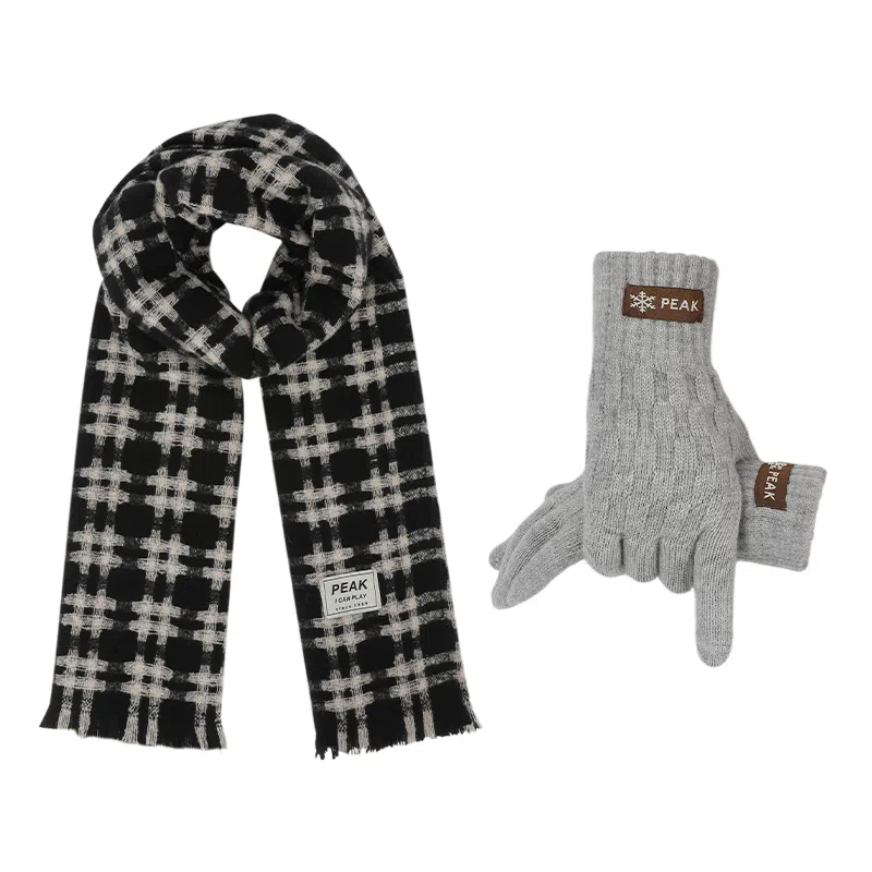 匹克 秋冬英伦风经典美拉德色系 绒线围巾 男女同款情侣款