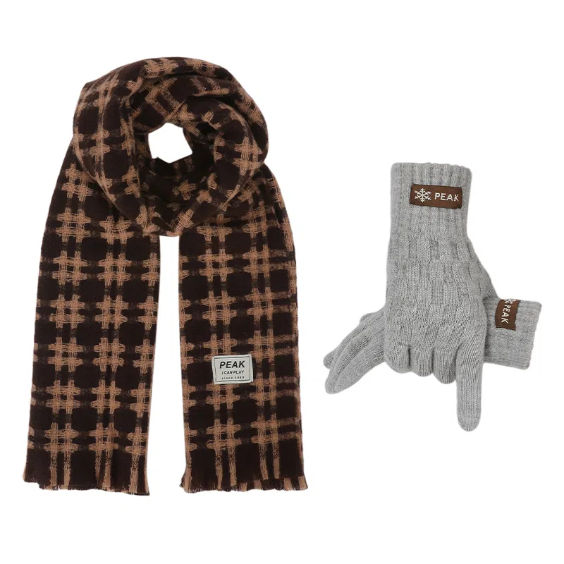 匹克 秋冬英伦风经典美拉德色系 绒线围巾 男女同款情侣款