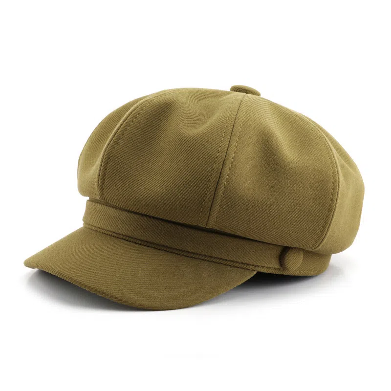 啄木鸟 八角帽日系个性复古女春秋纯色光板画家帽户外出行防寒 棉 贝雷帽 女款