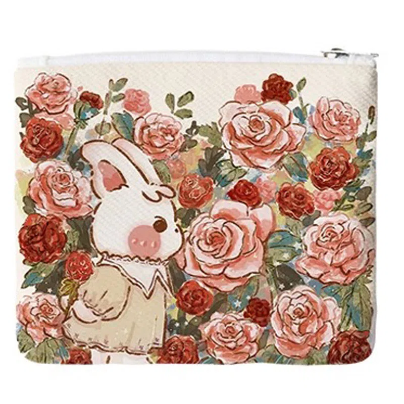 奥松 小众图案设计休闲简约时尚百搭 斜纹科技布 钱包 常规 女款 白色/粉色/红色