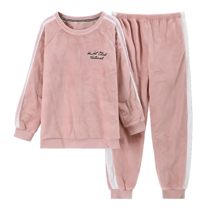 歌倩雅 长袖运动风舒适休闲亲肤睡衣套装 女款 图色