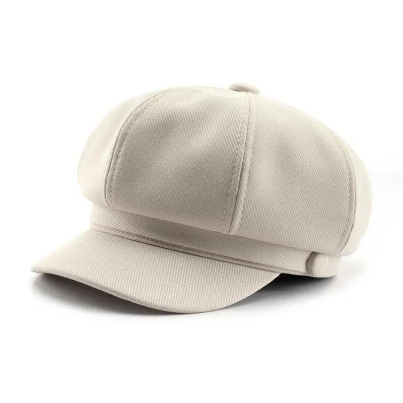 啄木鸟 八角帽日系个性复古女春秋纯色光板画家帽户外出行防寒 棉 贝雷帽 女款