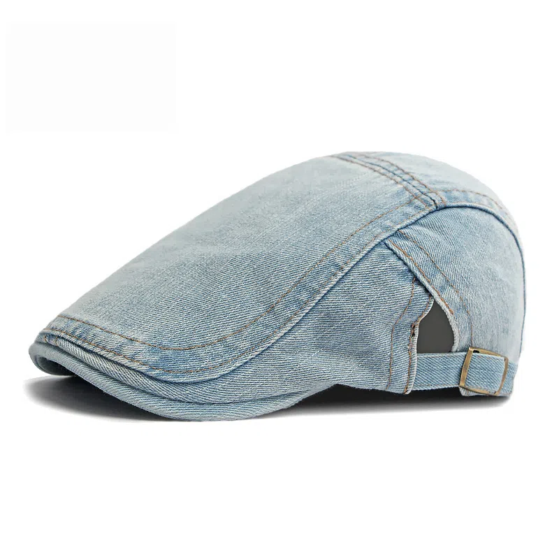 啄木鸟 春秋季薄款韩版文艺复古前进帽 牛仔布 贝雷帽 男款