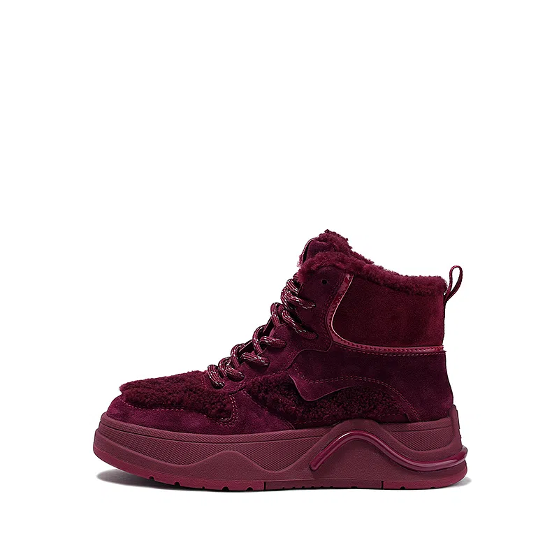 瑟莱雅 牛剖层革 加绒加厚保暖 高帮 板鞋 女款