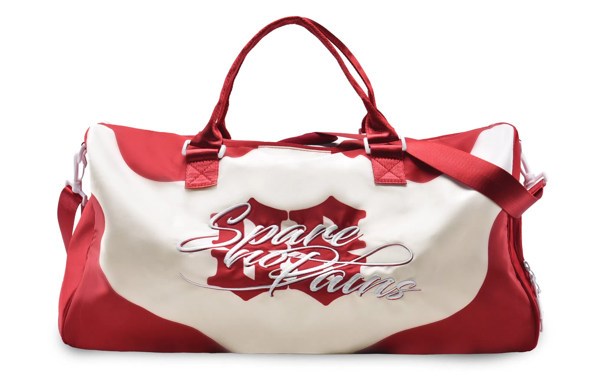 spare no pains Gym Bag Red White