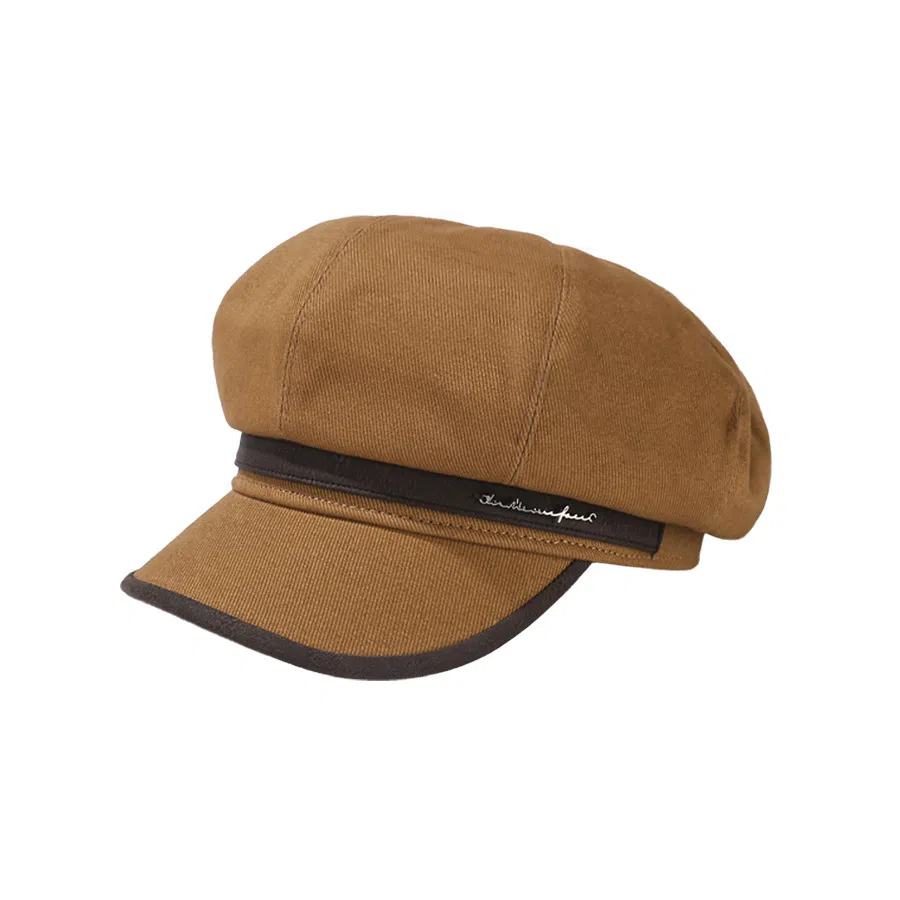 啄木鸟 高级感纯色压条包边全棉八角帽子轻奢日系休闲韩国画家帽 棉 贝雷帽 女款