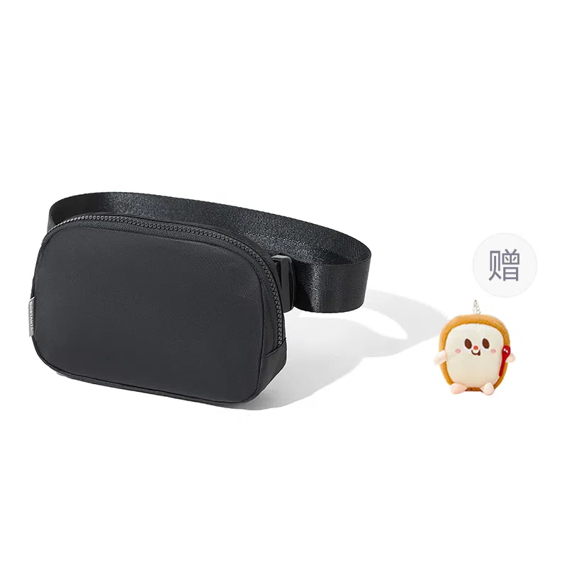 波斯丹顿 轻便防泼水简约 织物 腰包胸包 小号 男女同款情侣款 黑色/灰色