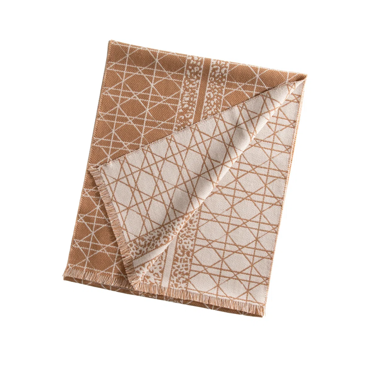 丝界 时尚双面提花经典百搭羊毛 绒线围巾 女款