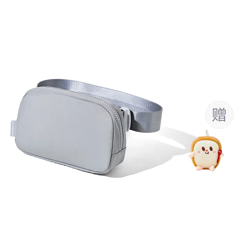 波斯丹顿 轻便防泼水简约 织物 腰包胸包 小号 男女同款情侣款 黑色/灰色