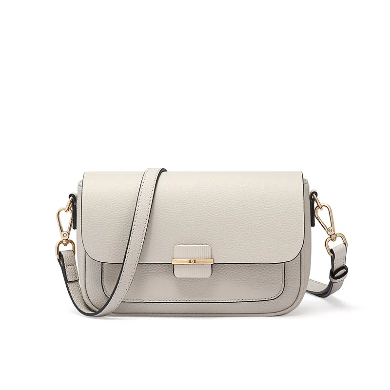 啄木鸟 休闲简约日常时尚百搭 牛皮革 单肩斜挎包 小号 女款 灰色