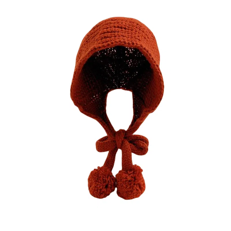 北极绒 秋冬韩版系带毛球保暖护耳百搭 涤纶 绒线帽 女款