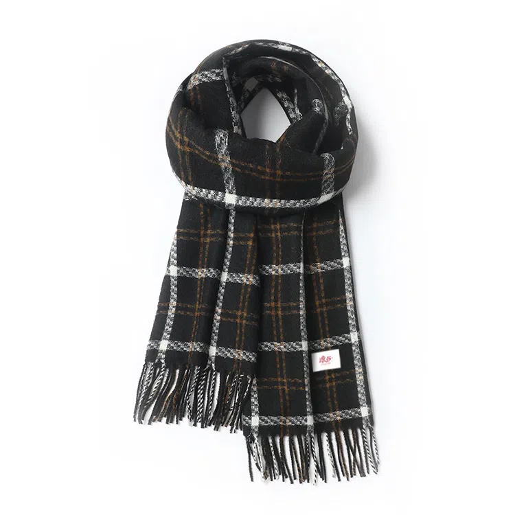 浪莎 秋冬季新款复古格子 学生加厚保暖高级感  礼盒装 聚酯纤维 绒线围巾 男女同款情侣款