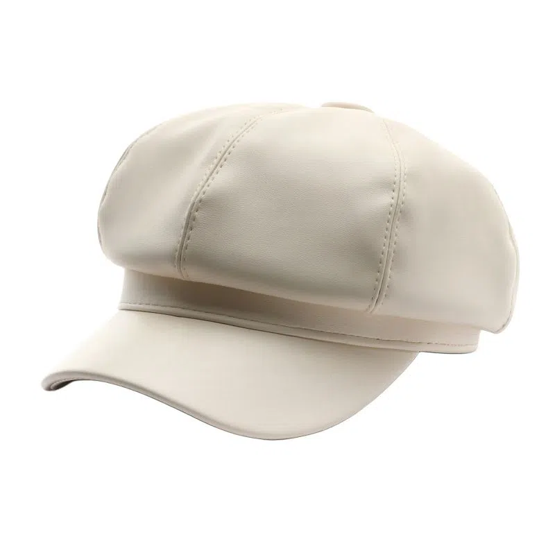 啄木鸟 八角帽日系个性女春秋纯色光板皮质画家帽户外街头保暖 腈纶、锦纶 贝雷帽 女款