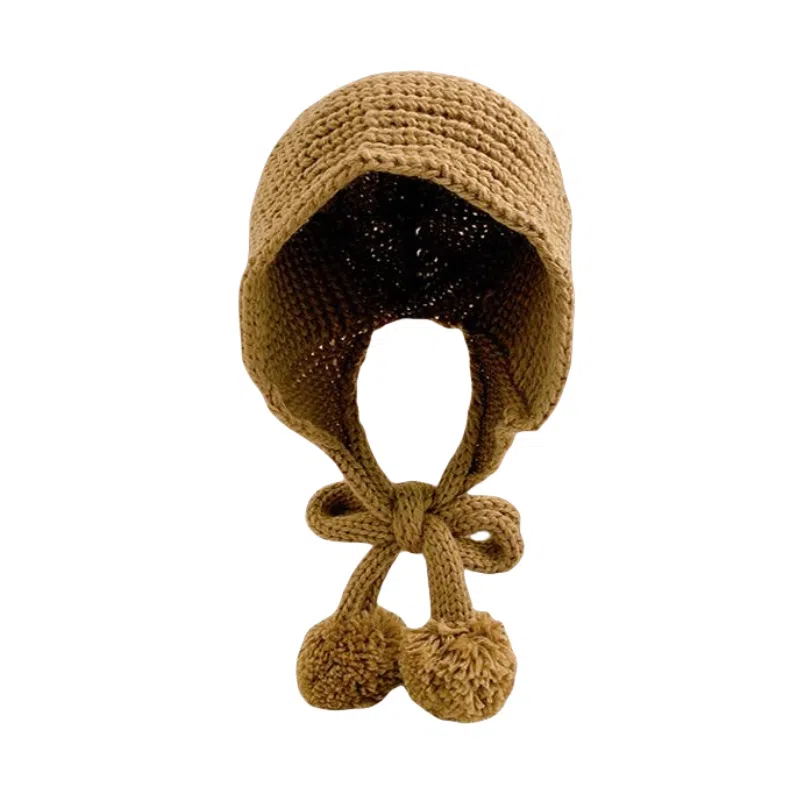 北极绒 秋冬韩版系带毛球保暖护耳百搭 涤纶 绒线帽 女款