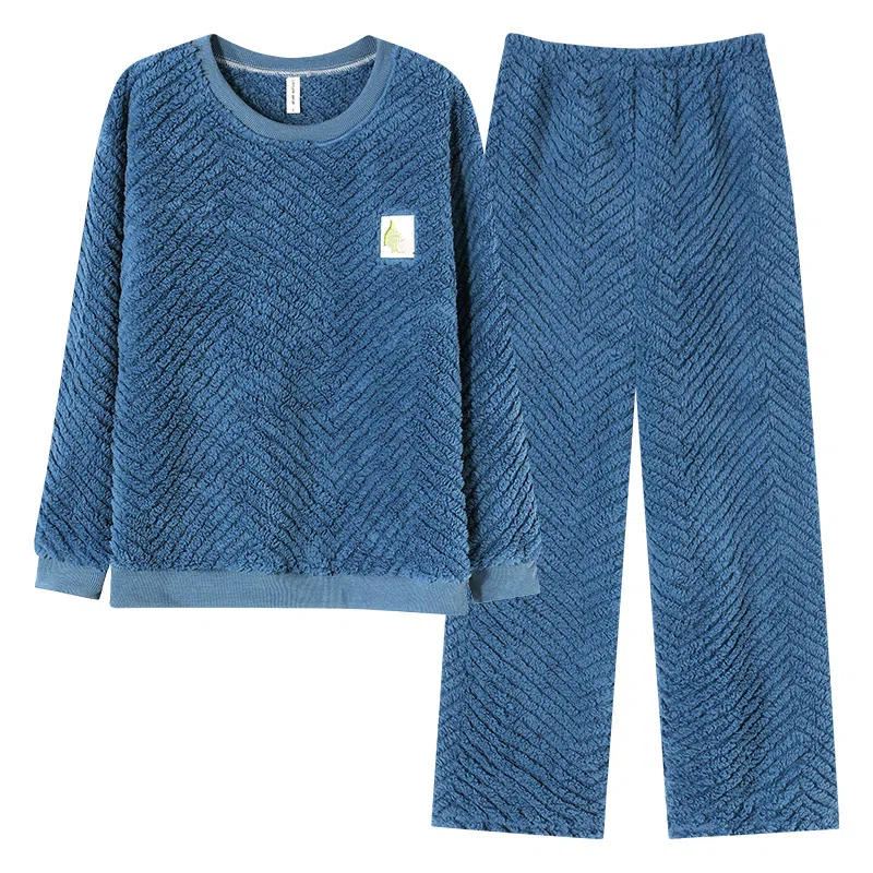 莫代尔 保暖储温轻柔舒适亲肤可外穿长袖长裤睡衣套装 女款 藏青色