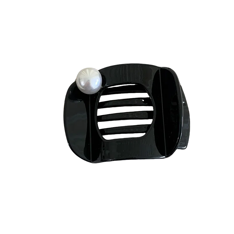 贯古今 复古玳瑁黑色珍珠后脑勺大号盘发鸭嘴夹气质马尾防滑半扎发饰 亚克力 发夹 女款