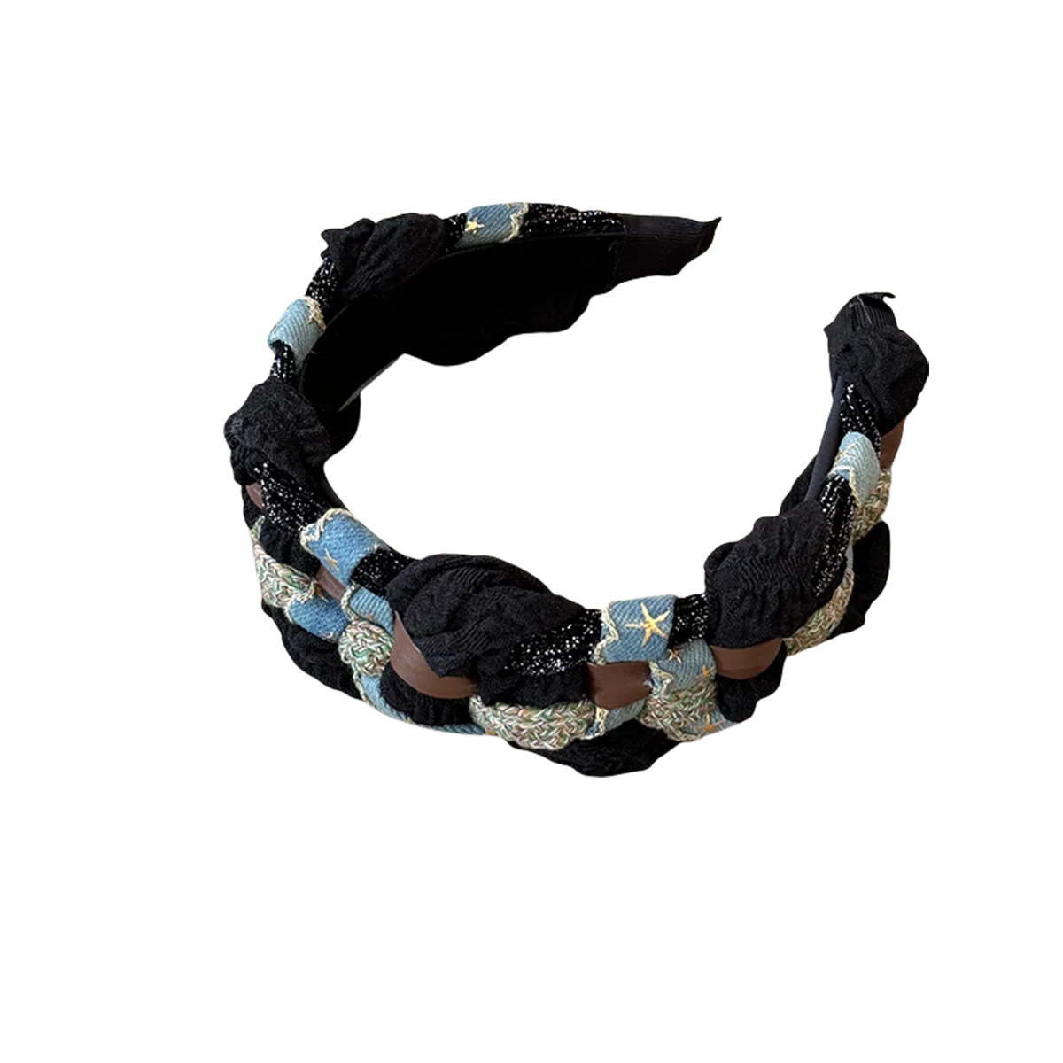 贯古今 高颅顶牛仔星星麻花高级感新款美感设计发卡显脸小头箍头饰 布艺 发箍 女款