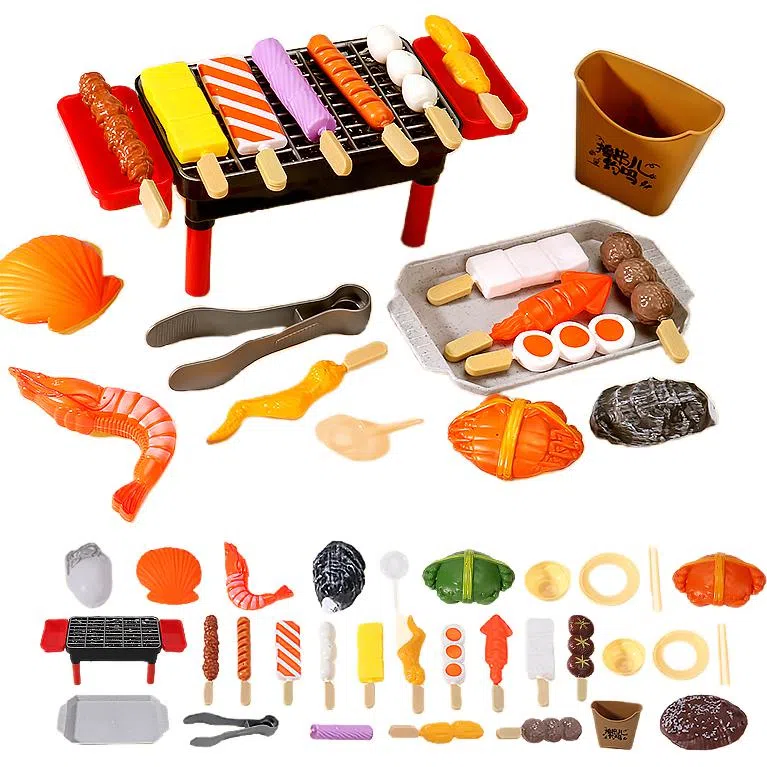 喜迪奇 仿真烧烤串套装 厨房做饭煮饭迷你小厨房 过家家 早教益智玩具