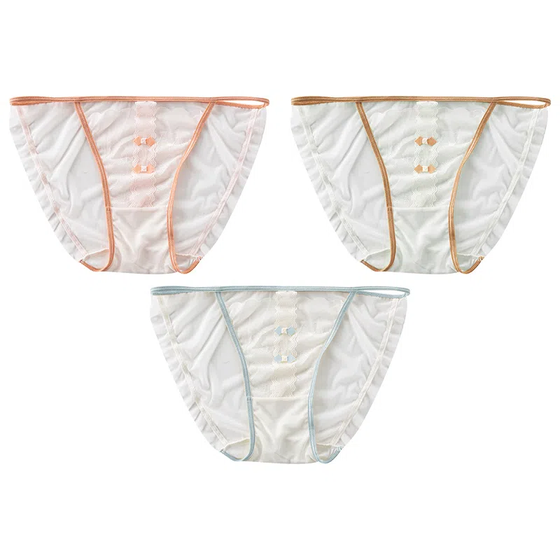 二三二三 法式性感高开叉中腰舒适亲肤网纱内裤 女款 多条装